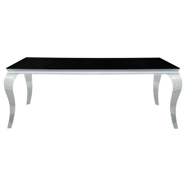 Carone Rectangular Glass Top Dining Table Black and Chrome image