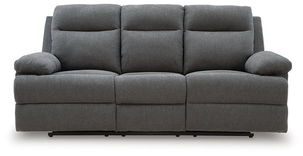 Side-Swipe Reclining Sofa with Drop Down Table