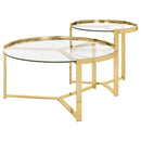 Delia 2-Piece Round Glass Top Nesting Coffee Table Clear and Chrome