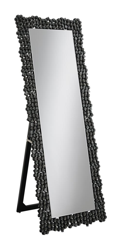 Mckay Textural Frame Cheval Floor Mirror Silver and Smoky Grey image