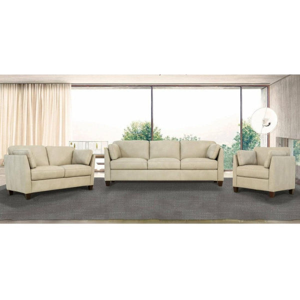 Matias Dusty White Leather 3-Piece Living Room Set image