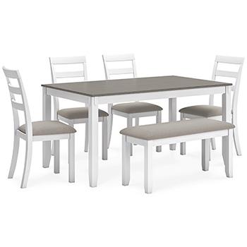 Stonehollow Dining Table and Chairs with Bench (Set of 6)