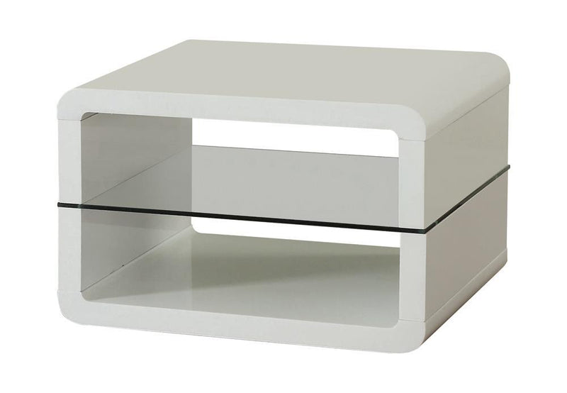 Elana Square 2-shelf End Table Glossy White