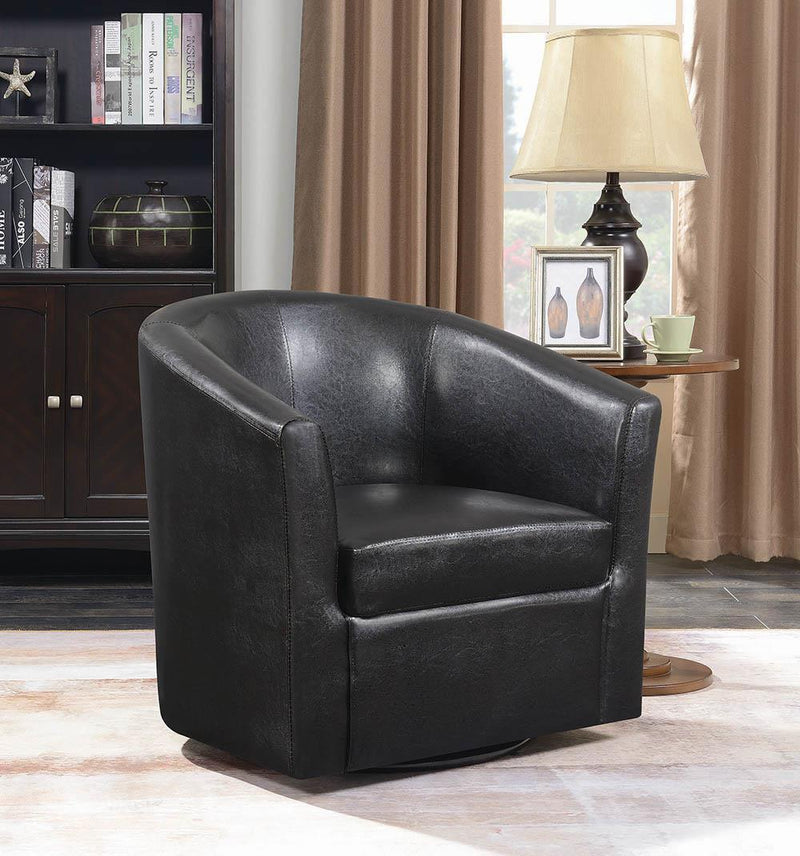 Turner Upholstery Sloped Arm Accent Swivel Chair Dark Brown