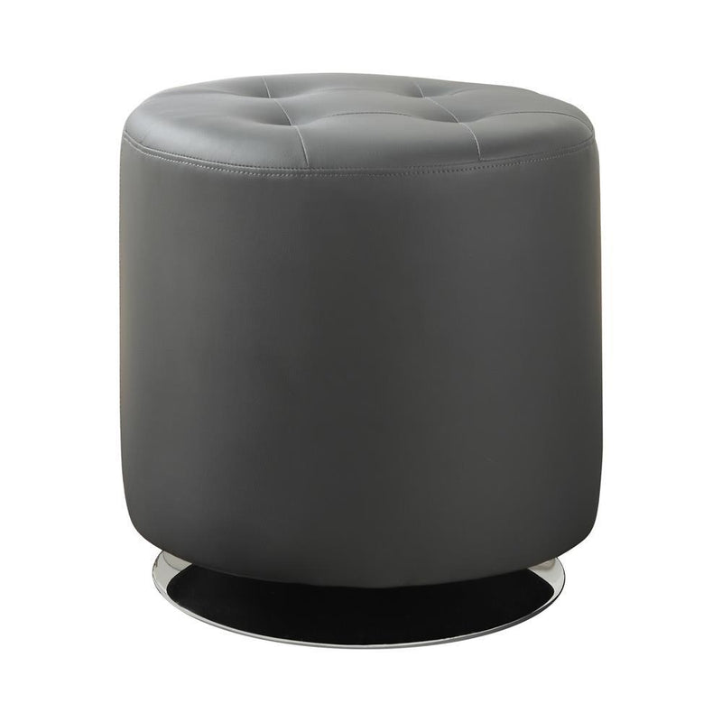 Bowman Round Upholstered Ottoman Grey