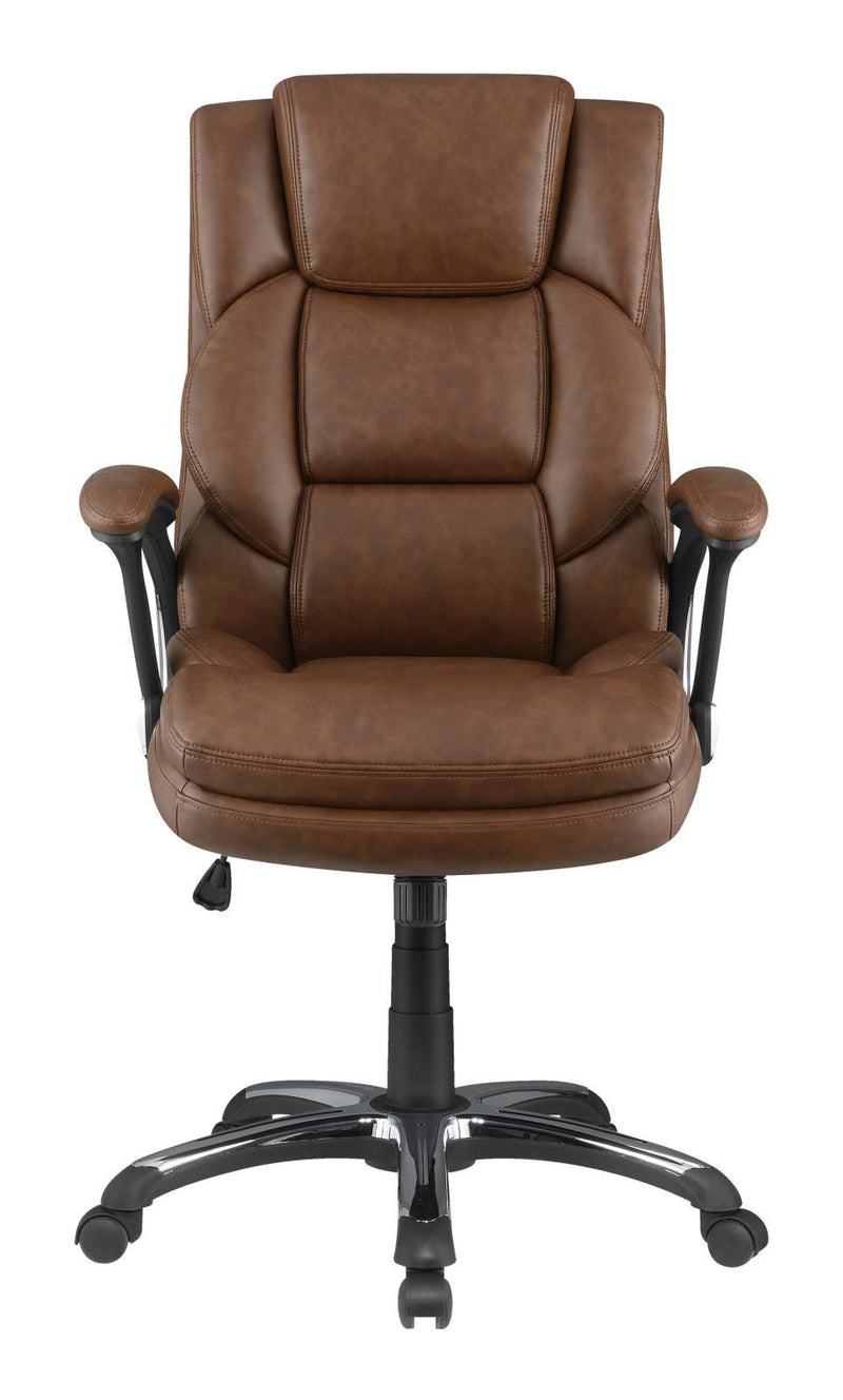 Nerris Adjustable Height Office Chair with Padded Arm Brown and Black