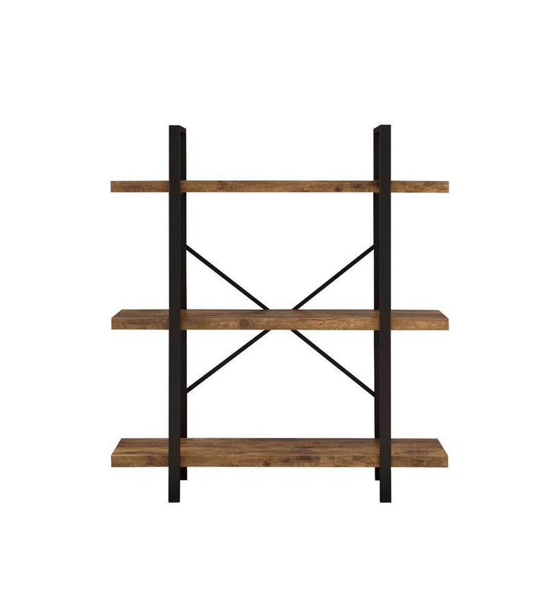 Cole 3-Shelf Bookcase Antique Nutmeg and Black